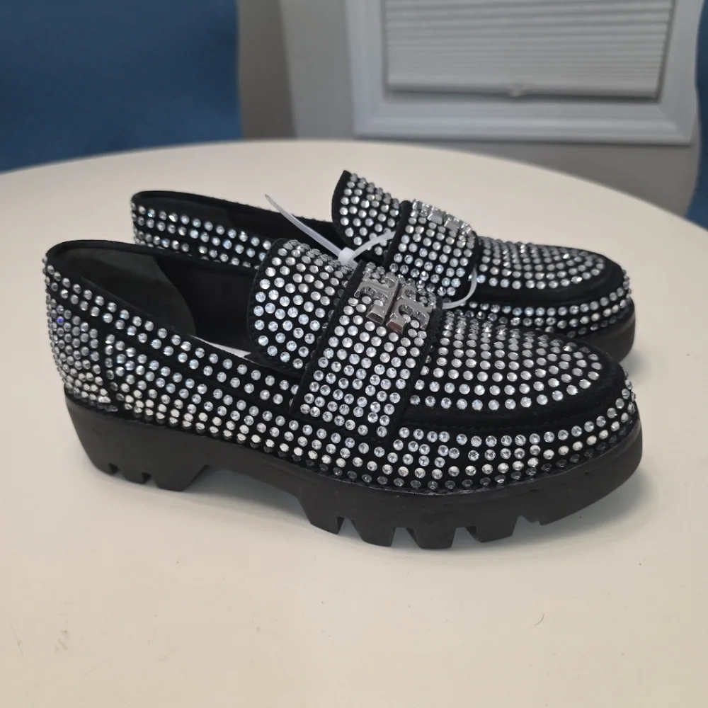Tory Burch Crystal Lug sole loafers in Perfect black Size 5.5